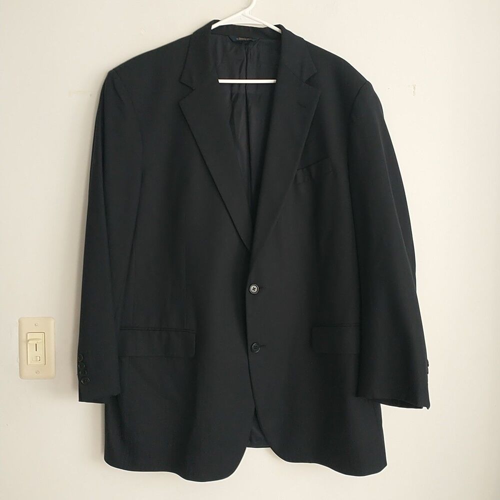 Brooks Brothers Blazer Sport Coat 45L Blue Herringbone Madison Saxxon Wool 2Butt